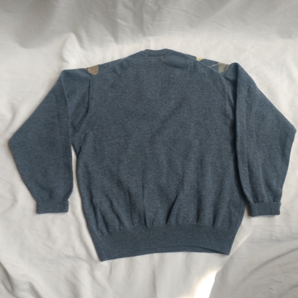 James Dalgliesh Vintage New Wool Argyle V Neck Sweater Made in England - Picture 2 of 5